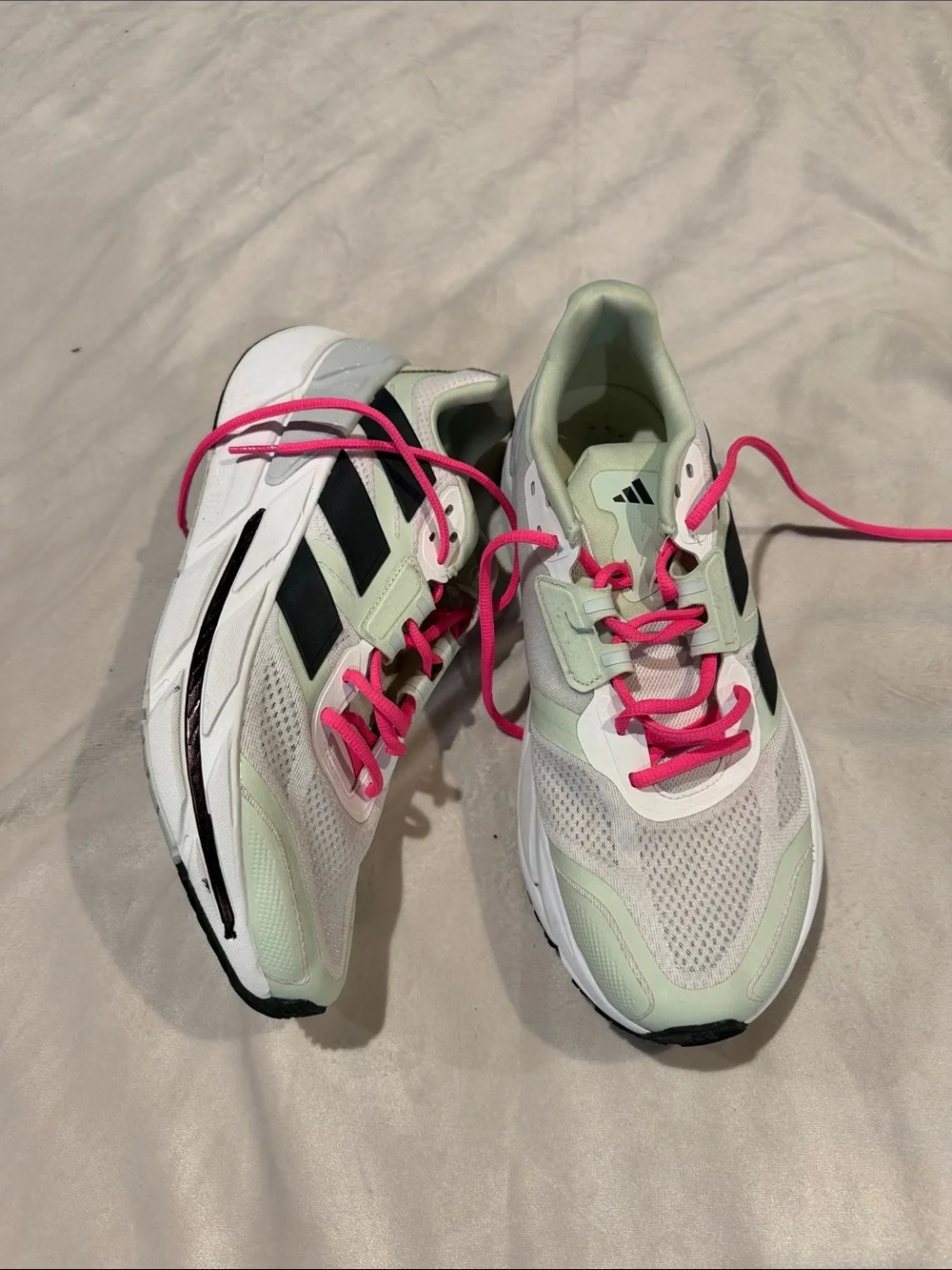 adidas Mint Green, White & Pink Lace Running Shoes